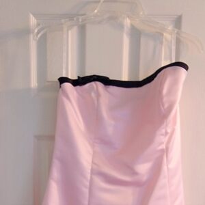 Chic Pink Strapless Dress with Black Accent
